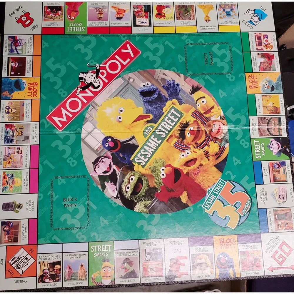 Sesame Street Monopoly Board Game 35 Years 2004 Hasbro 100% Complete in Box